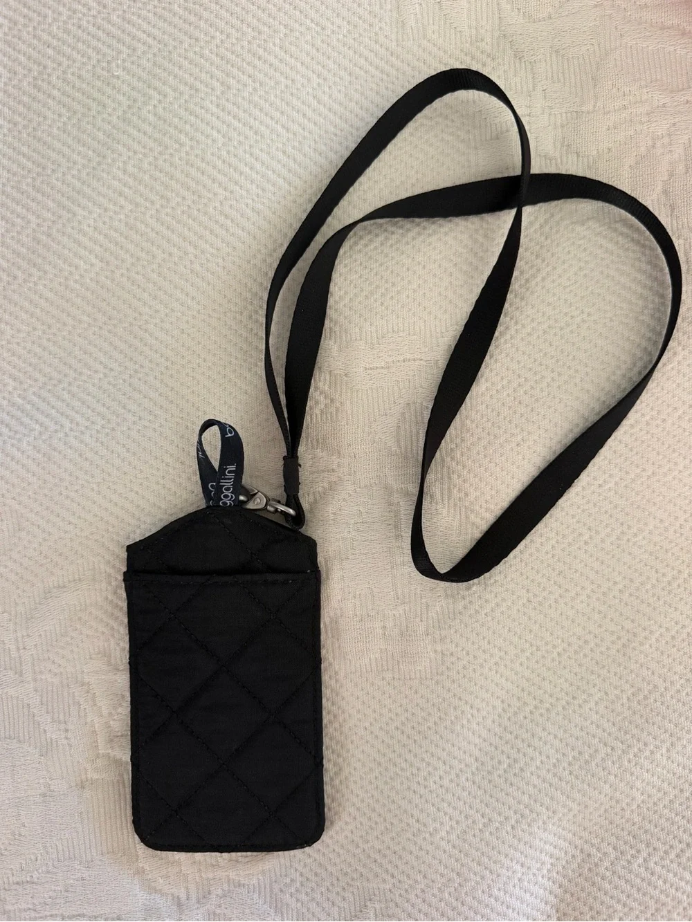 Baggallini Black Quilted RFID ID Card Badge Lanyard